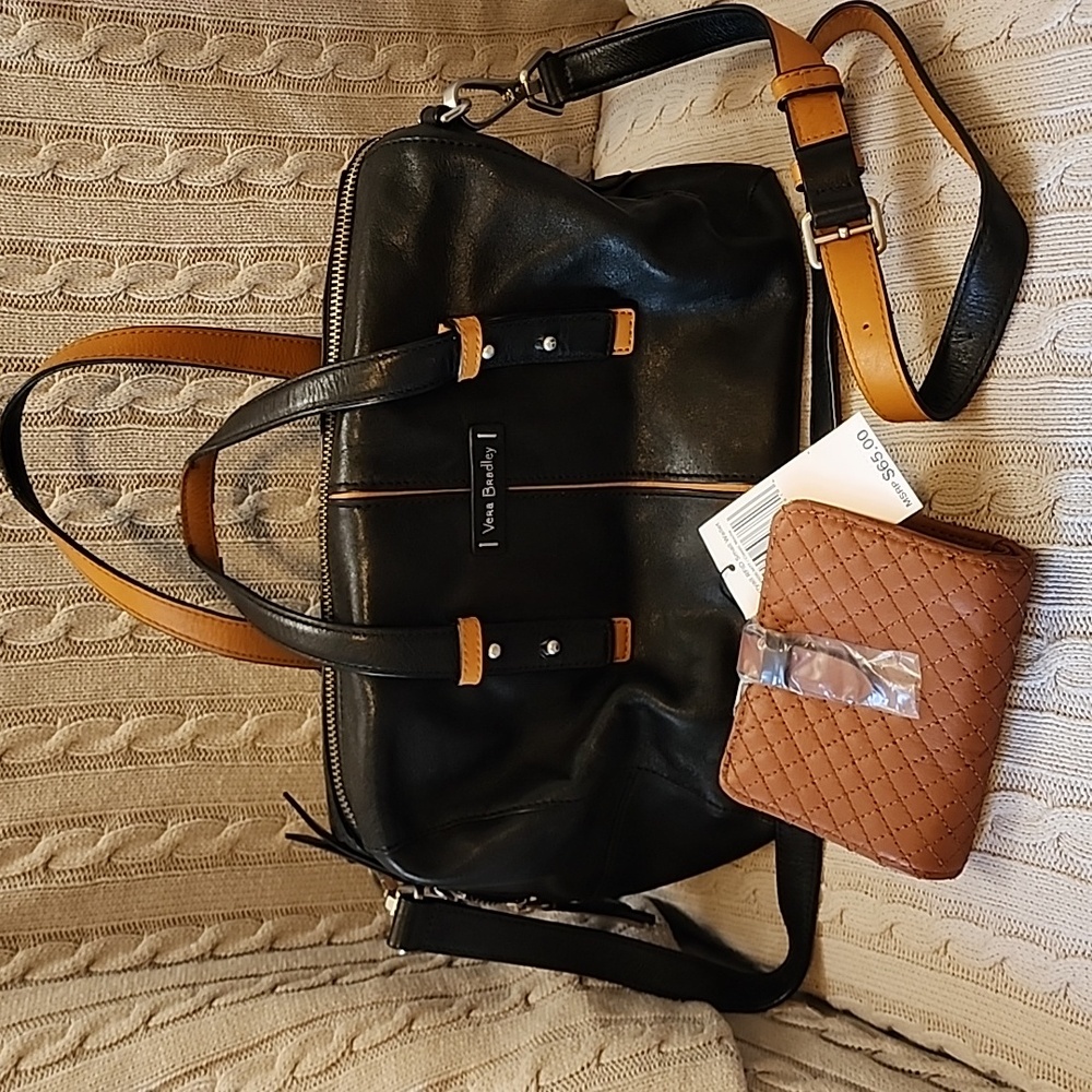 EUC Vera Bradley leather purse with NWT mini leather wallet